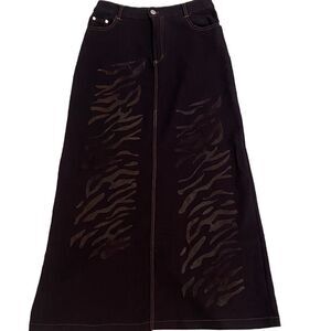 Medane Fashion stretch denim long pencil skirt flocked front design size 26